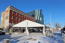 Event Rentals During COVID-19 where it shows a clearspan tent used as Temporary Medical Structure during winter