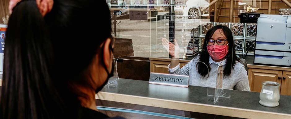 What Special Event Rentals - Edmonton Clients Say About Us showcasing our lady receptionist assisting a customer